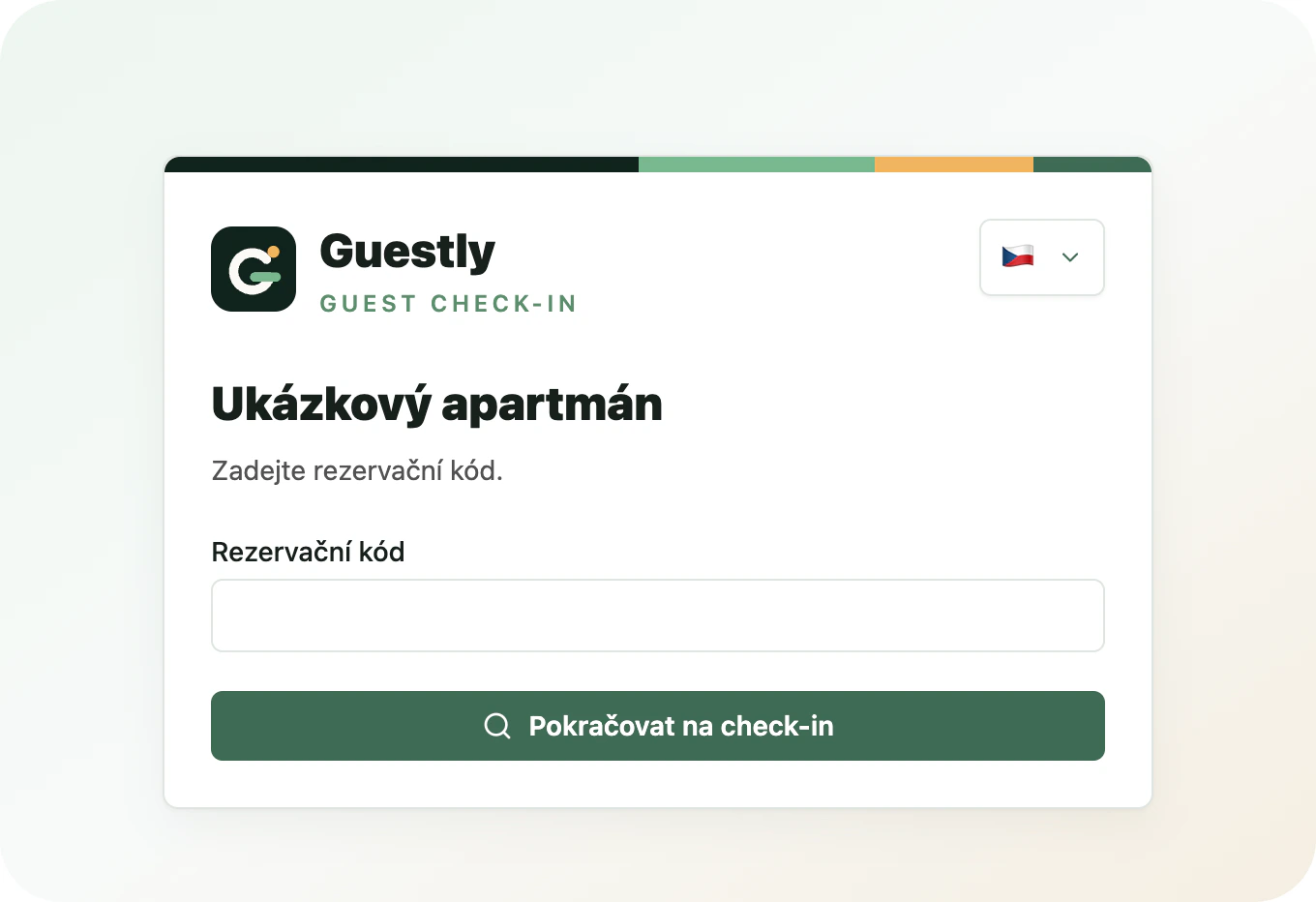 Online check-in Guestly pro fiktivní ukázkový apartmán